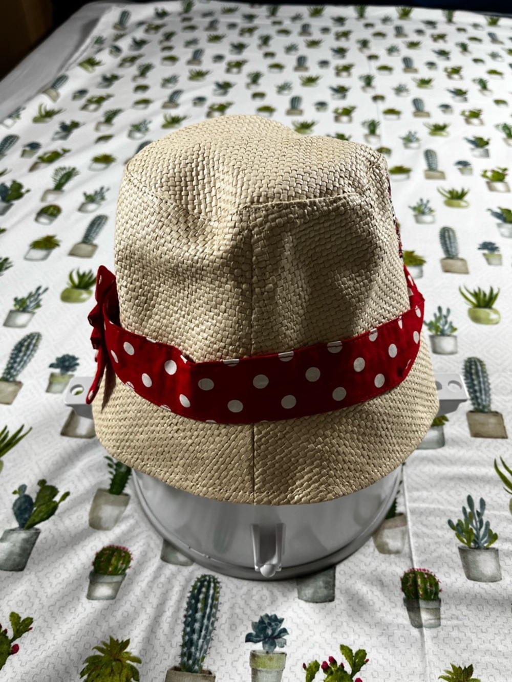 Disneyland Resort Straw Bucket Hat with Red Polka Dot Bow Minnie Mouse - Picture 2 of 11